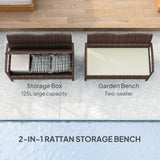 Poly Rattan 2 Seater Garden Bench with Cushion And 125L Storage - Velmora