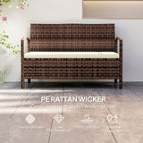 Poly Rattan 2 Seater Garden Bench with Cushion And 125L Storage - Velmora
