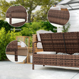 Poly Rattan 2 Seater Garden Bench with Cushion And 125L Storage - Velmora