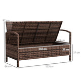 Poly Rattan 2 Seater Garden Bench with Cushion And 125L Storage - Velmora