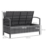 Poly Rattan 2 Seater Garden Bench with Cushion And 125L Storage - Velmora