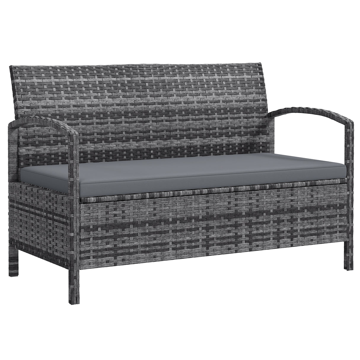 Poly Rattan 2 Seater Garden Bench with Cushion And 125L Storage - Velmora