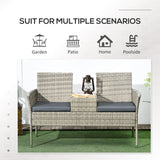 Poly Rattan 2 Seater Garden Chair With Middle Table - Velmora
