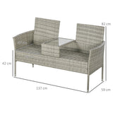 Poly Rattan 2 Seater Garden Chair With Middle Table - Velmora