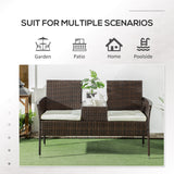 Poly Rattan 2 Seater Garden Chair With Middle Table - Velmora