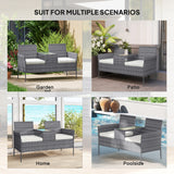 Poly Rattan 2 Seater Garden Chair With Middle Table - Velmora