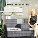 Poly Rattan 2 Seater Garden Chair With Middle Table - Velmora