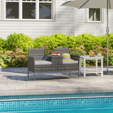 Poly Rattan 2 Seater Garden Chair With Middle Table - Velmora