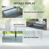 Poly Rattan 2 Seater Garden Chair With Middle Table - Velmora