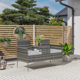 Poly Rattan 2 Seater Garden Chair With Middle Table - Velmora