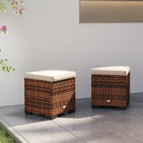 Poly Rattan Storage Ottoman in Set of 2 Outdoor Footstool - Velmora
