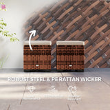 Poly Rattan Storage Ottoman in Set of 2 Outdoor Footstool - Velmora