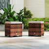 Poly Rattan Storage Ottoman in Set of 2 Outdoor Footstool - Velmora