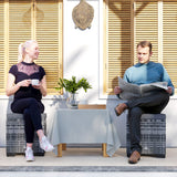 Poly Rattan Storage Ottoman in Set of 2 Outdoor Footstool - Velmora