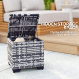 Poly Rattan Storage Ottoman in Set of 2 Outdoor Footstool - Velmora