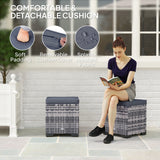 Poly Rattan Storage Ottoman in Set of 2 Outdoor Footstool - Velmora