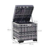 Poly Rattan Storage Ottoman in Set of 2 Outdoor Footstool - Velmora