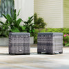 Poly Rattan Storage Ottoman in Set of 2 Outdoor Footstool - Velmora