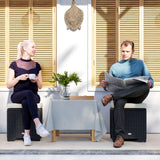 Poly Rattan Storage Ottoman in Set of 2 Outdoor Footstool - Velmora