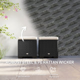 Poly Rattan Storage Ottoman in Set of 2 Outdoor Footstool - Velmora