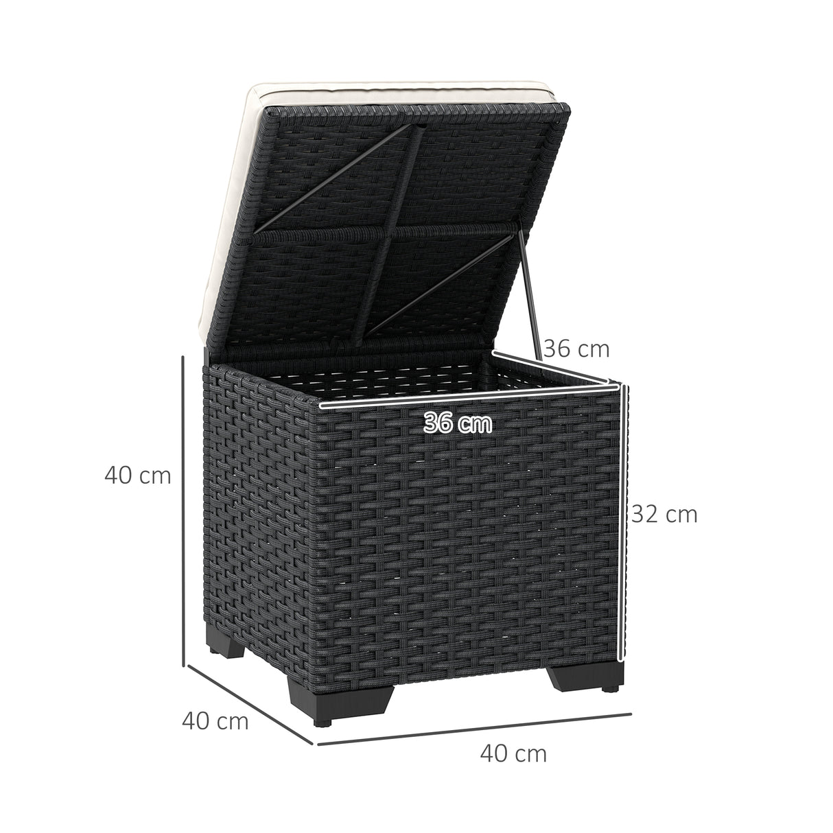 Poly Rattan Storage Ottoman in Set of 2 Outdoor Footstool - Velmora