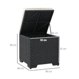 Poly Rattan Storage Ottoman in Set of 2 Outdoor Footstool - Velmora