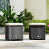 Poly Rattan Storage Ottoman in Set of 2 Outdoor Footstool - Velmora