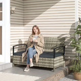 Poly Rattan 125L Storage 2 Seater Garden Bench - Velmora