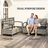 Poly Rattan 125L Storage 2 Seater Garden Bench - Velmora