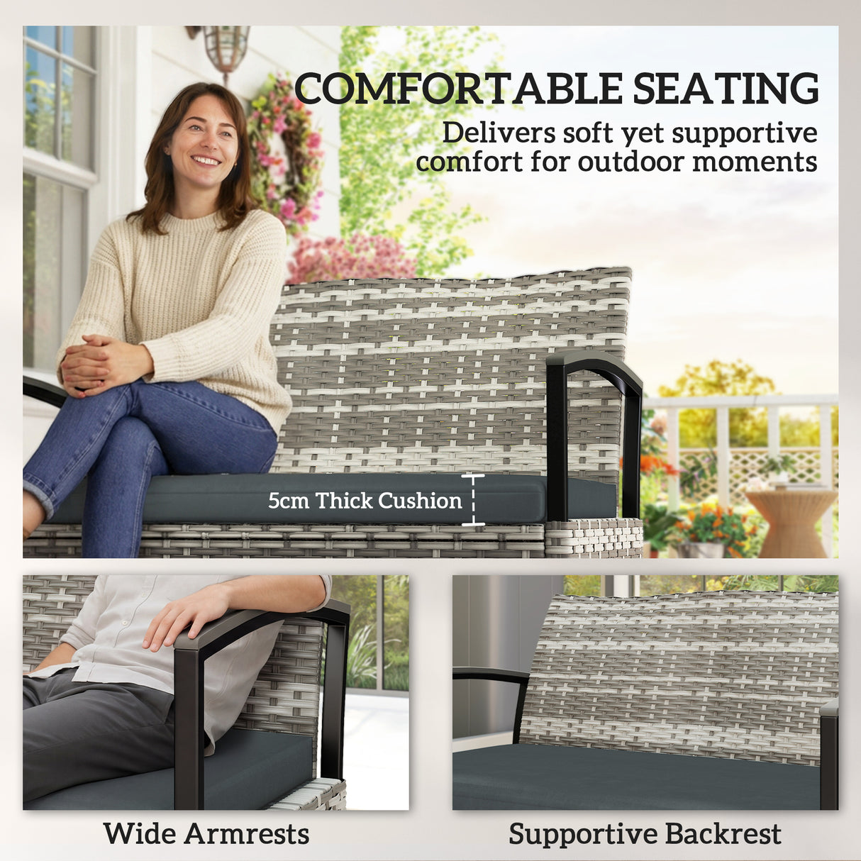 Poly Rattan 125L Storage 2 Seater Garden Bench - Velmora