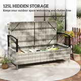 Poly Rattan 125L Storage 2 Seater Garden Bench - Velmora