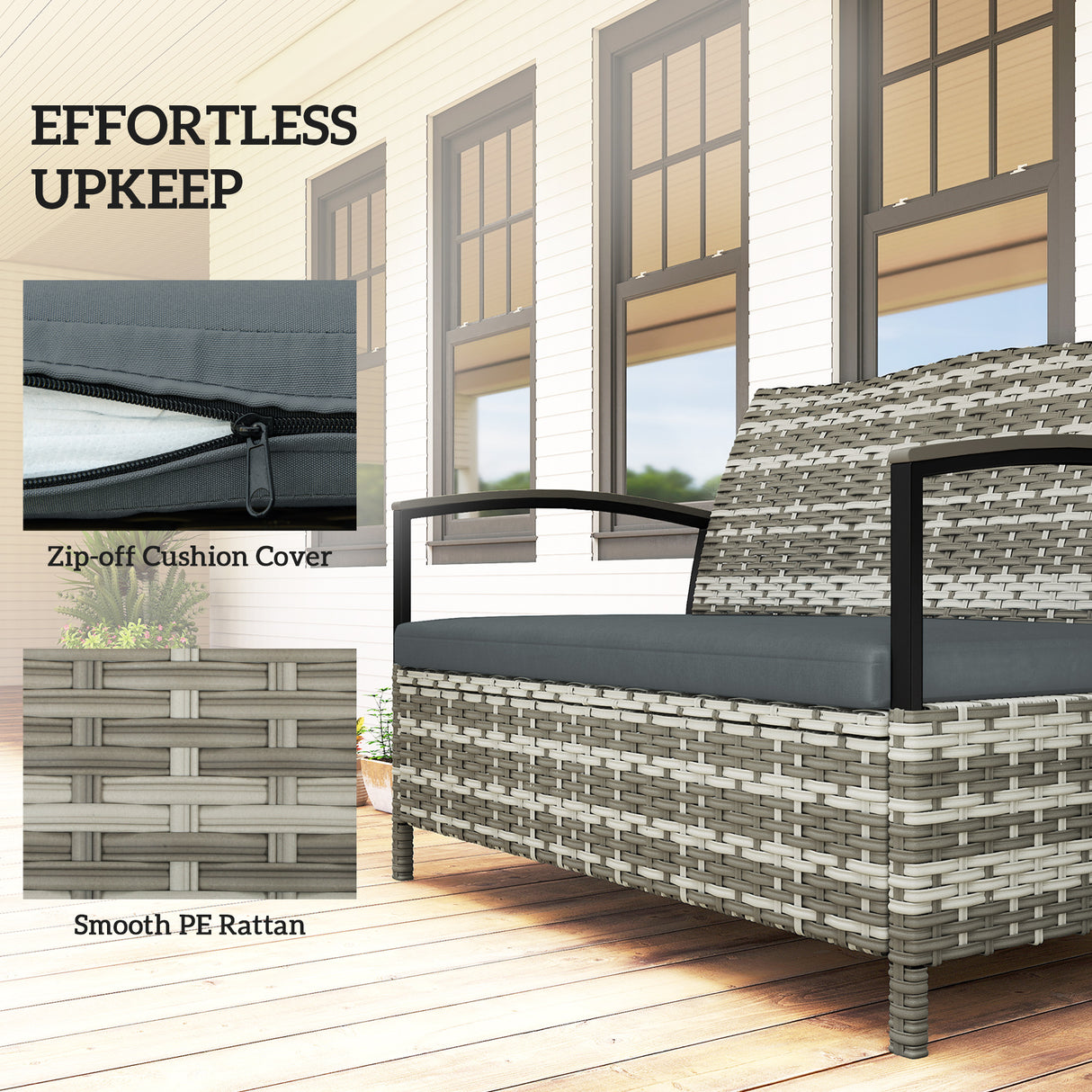 Poly Rattan 125L Storage 2 Seater Garden Bench - Velmora