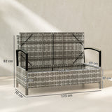 Poly Rattan 125L Storage 2 Seater Garden Bench - Velmora
