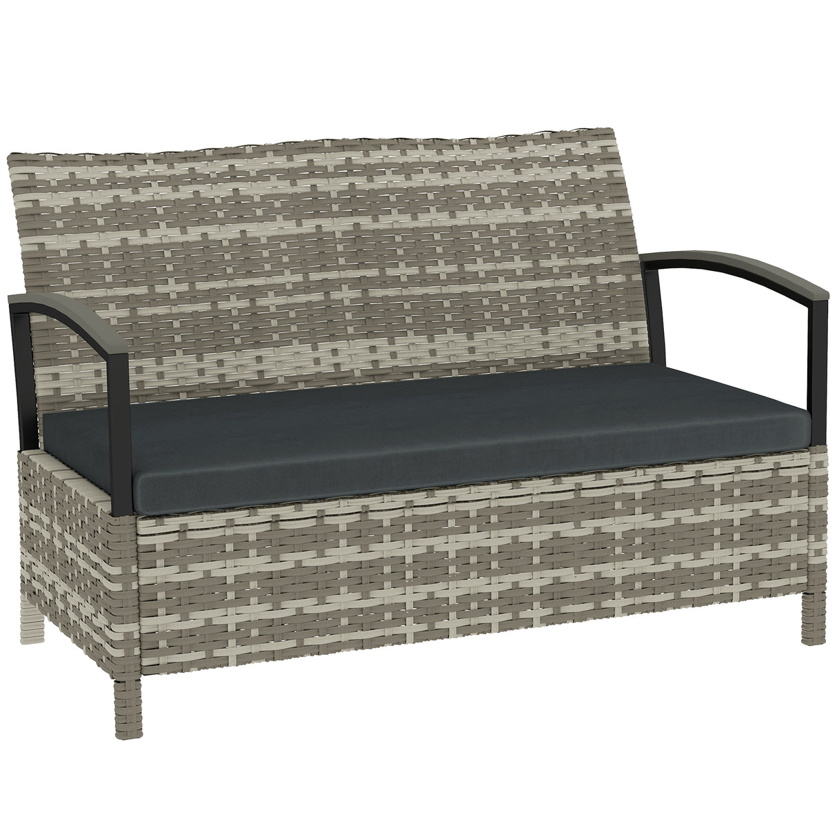 Poly Rattan 125L Storage 2 Seater Garden Bench - Velmora