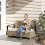 Poly Rattan 125L Storage 2 Seater Garden Bench - Velmora