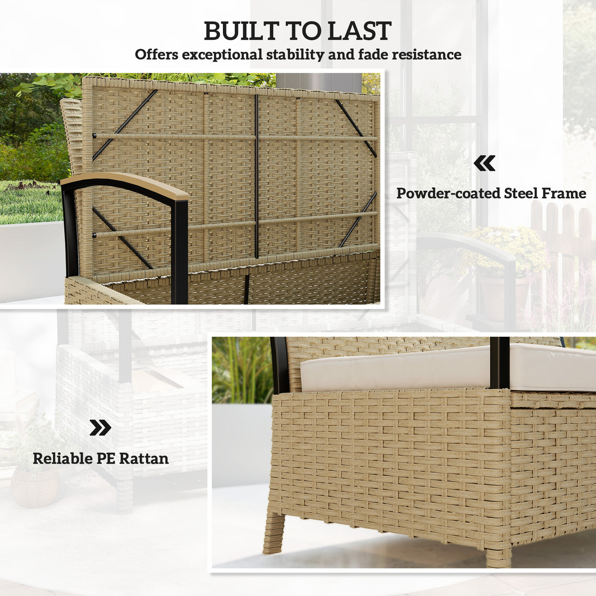 Poly Rattan 125L Storage 2 Seater Garden Bench - Velmora