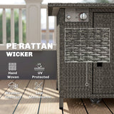 Poly Rattan 14.5 KW Gas Fire Pit Table With Rain Cover - Velmora