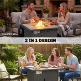 Poly Rattan 14.5 KW Gas Fire Pit Table With Rain Cover - Velmora