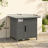 Poly Rattan 14.5 KW Gas Fire Pit Table With Rain Cover - Velmora
