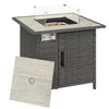 Poly Rattan 14.5 KW Gas Fire Pit Table With Rain Cover - Velmora