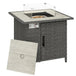 Poly Rattan 14.5 KW Gas Fire Pit Table With Rain Cover - Velmora