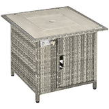 Poly Rattan 14.5 KW Gas Fire Pit Table With Rain Cover - Velmora