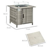 Poly Rattan 14.5 KW Gas Fire Pit Table With Rain Cover - Velmora