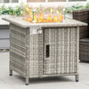Poly Rattan 14.5 KW Gas Fire Pit Table With Rain Cover - Velmora