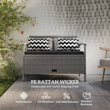 Poly Rattan 160L Storage 2 Seater Garden Bench - Velmora