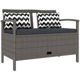 Poly Rattan 160L Storage 2 Seater Garden Bench - Velmora