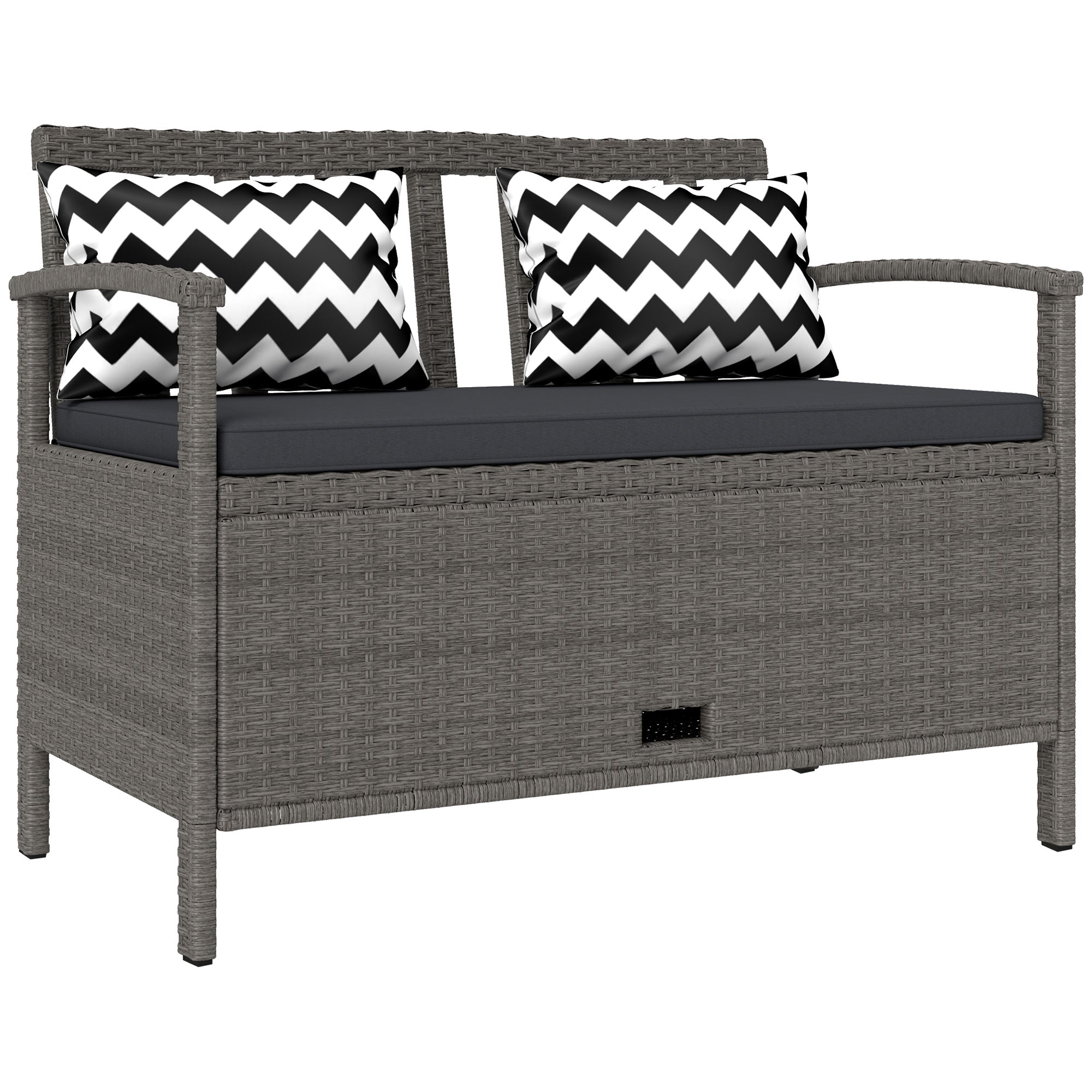 Poly Rattan 160L Storage 2 Seater Garden Bench - Velmora