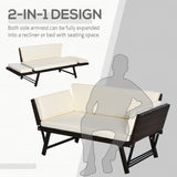 Poly Rattan 2-in-1 Convertible 2-Seater Garden Sofa Daybed - Velmora