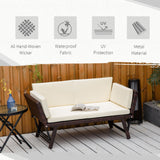 Poly Rattan 2-in-1 Convertible 2-Seater Garden Sofa Daybed - Velmora