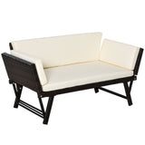 Poly Rattan 2-in-1 Convertible 2-Seater Garden Sofa Daybed - Velmora